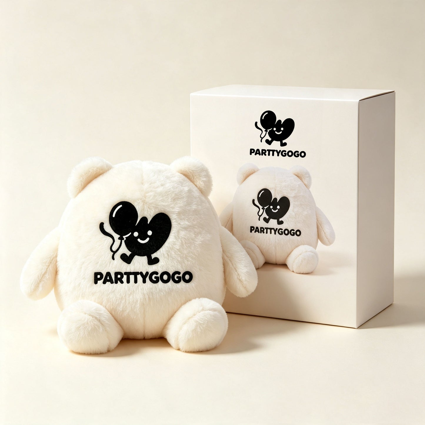 PARTTYGOGO Cream Round Chubby Bear Plush Pillow, Ultra Soft Fluffy Stuffed Animal Toy for Home Decor, Gift for Kids & Adults