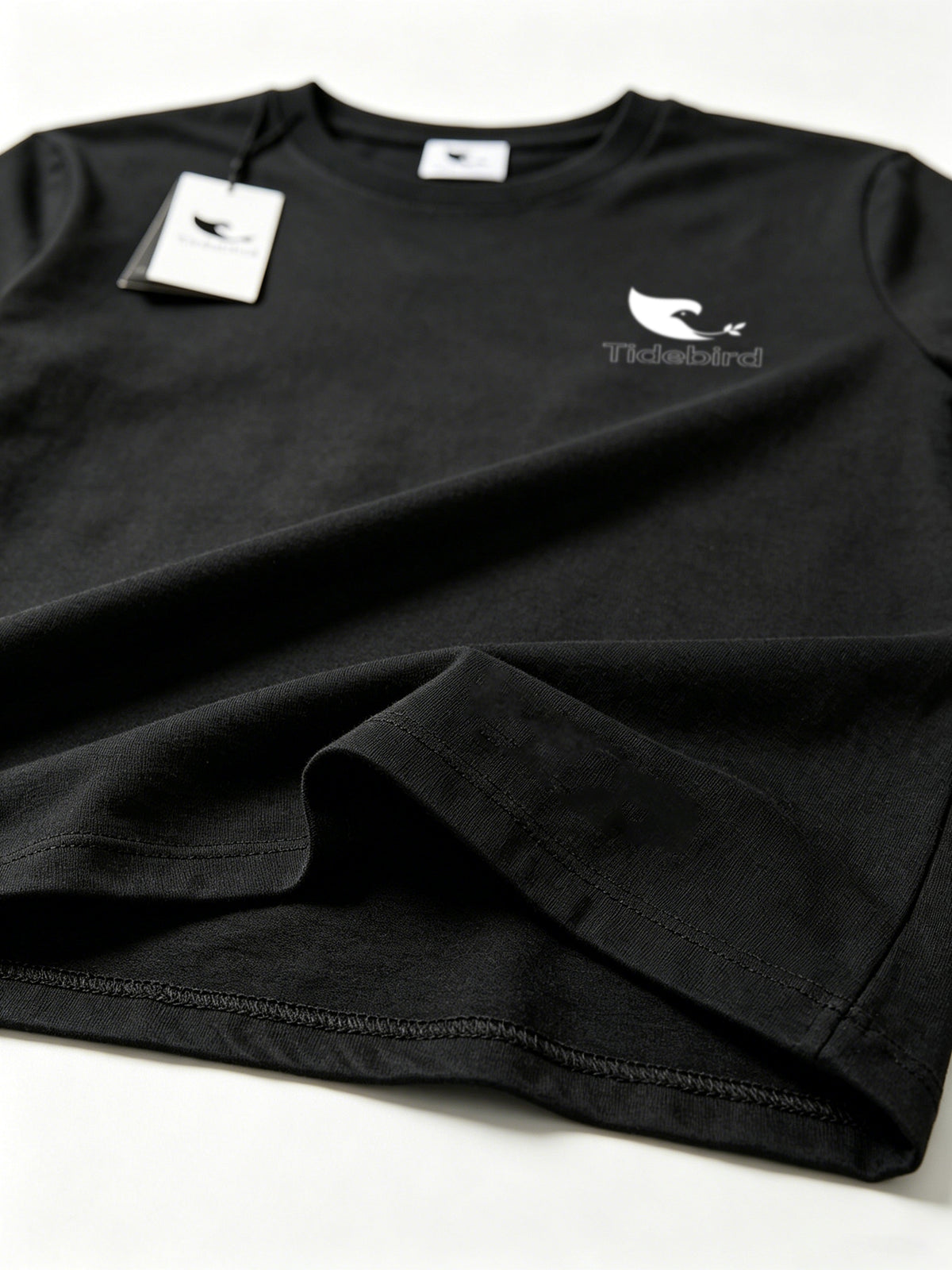 Tidebird Men's Short Sleeve T-Shirt, Classic Crew Neck Cotton Tee, Minimalist Bird Logo Print Casual Basic Tops for Daily Wear