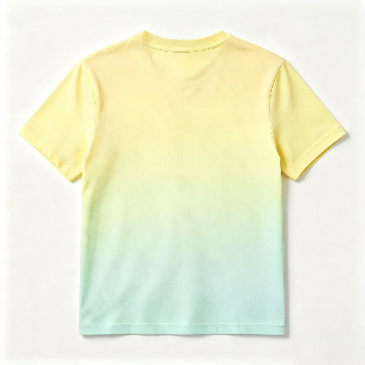 Somelife Yellow‑to‑Mint Green Gradient Crew Neck Short Sleeve T‑Shirt, Soft Breathable Cotton‑Blend Unisex Casual Everyday Tee