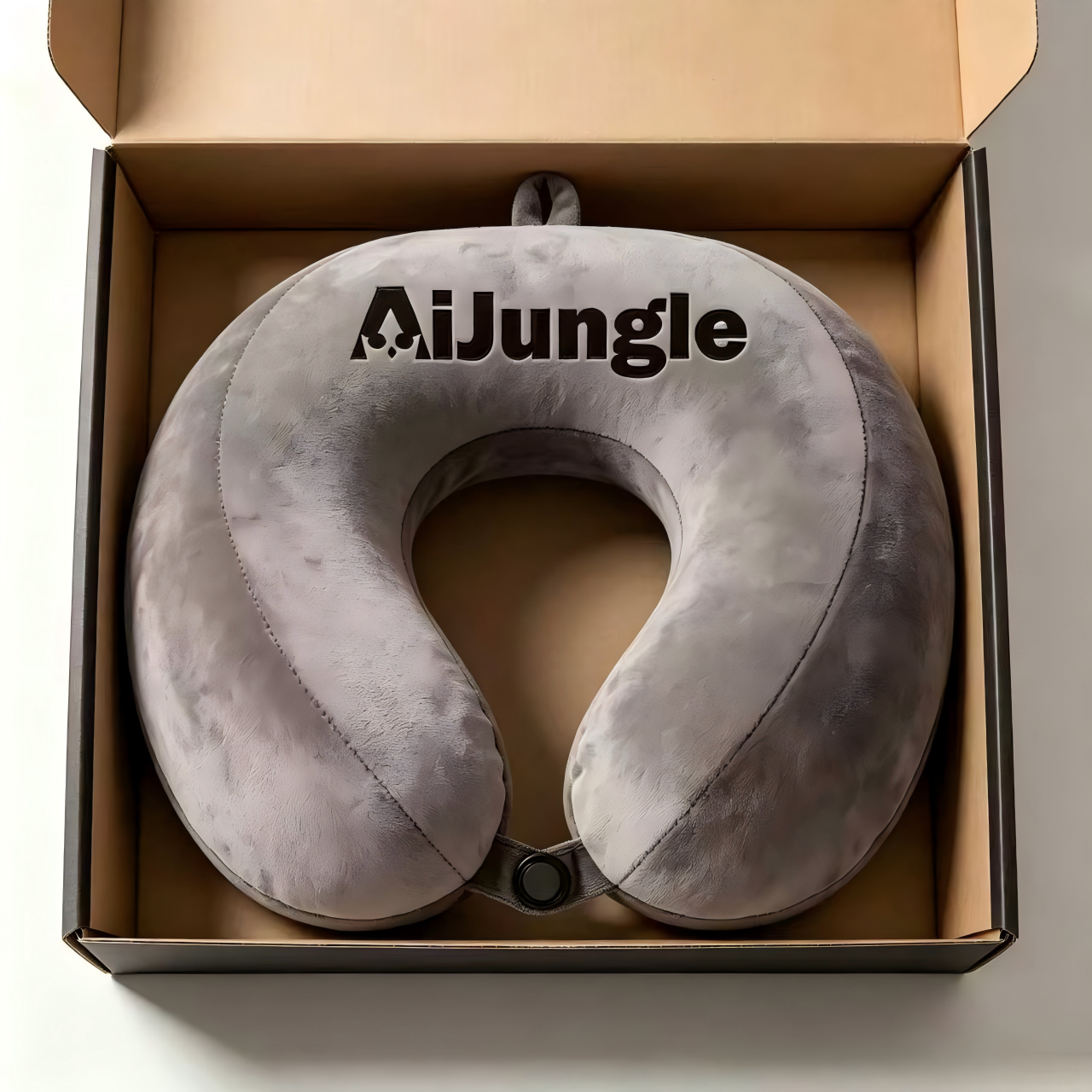 AiJungle Memory Foam Travel Neck Pillow, Soft Plush U-Shaped Pillow for Airplane, Car, Office Napping, Gray