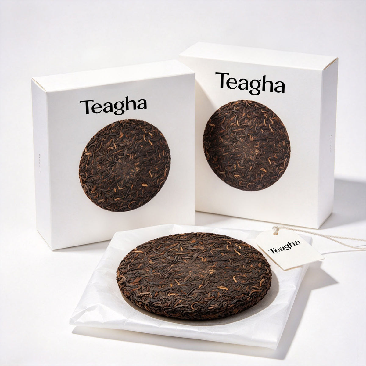 Teagha Ripe Puerh Tea Cake, Aged Fermented Chinese Dark Tea Loose Leaf Compressed Tea Cake for Daily Drinking and Tea Collection