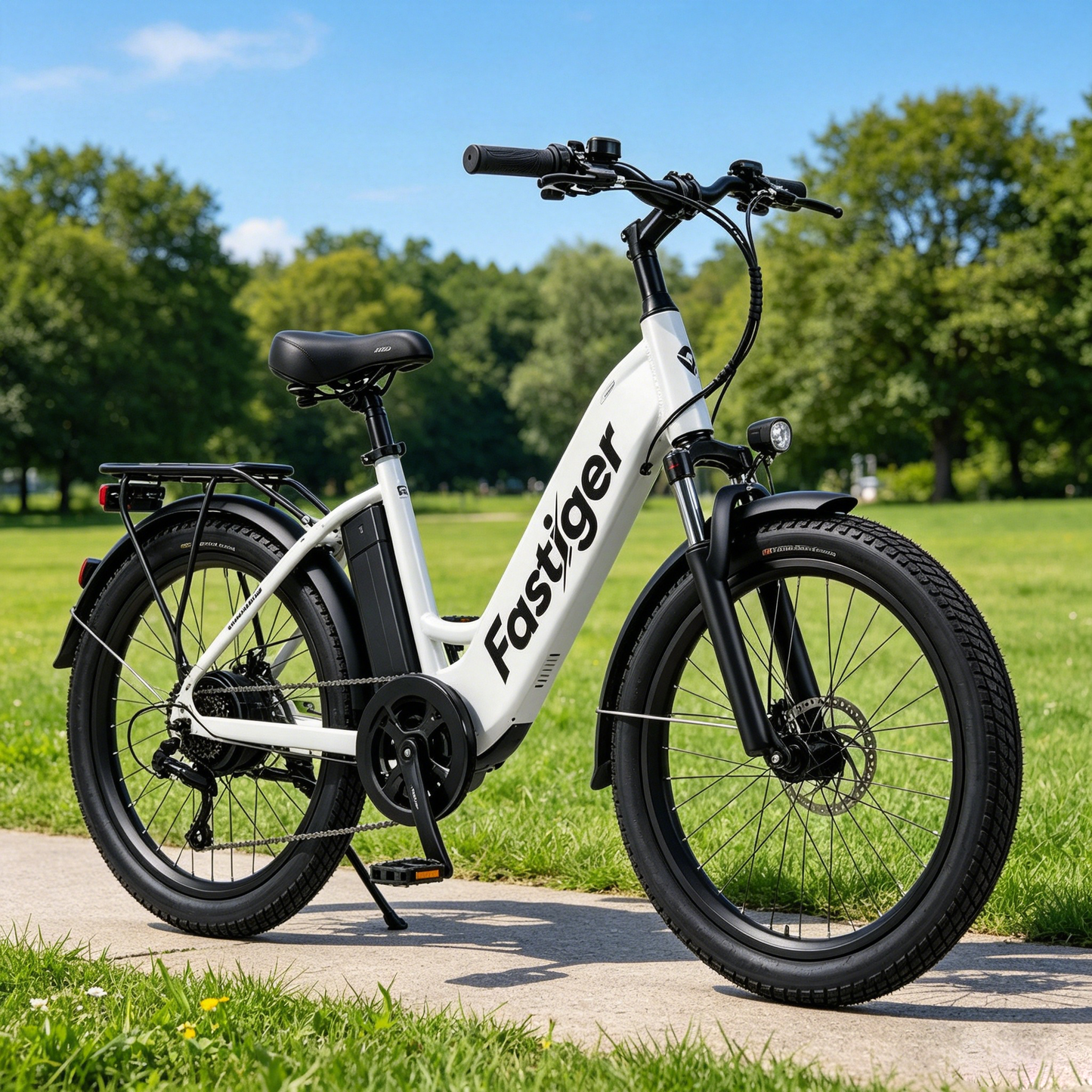 Fastiger City Commuter Bike, 7-Speed Cruiser Bicycle with Wide Tires, Comfortable Urban Bicycle for Adults