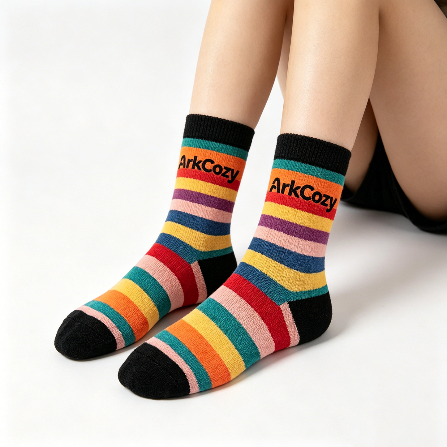 【ArkCozy Rainbow Striped Crew Socks】—— Comfort & Colorful Style for Everyday Wear