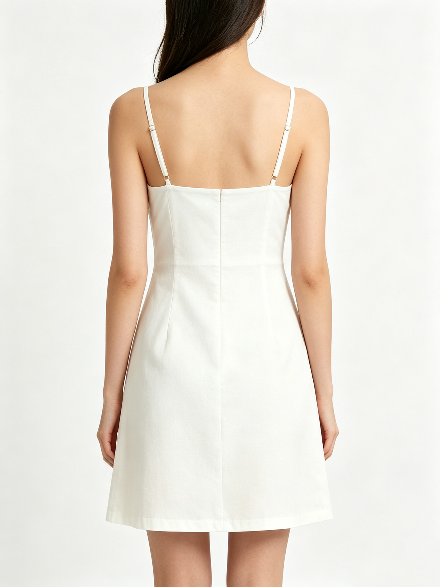 Oildraw Women's Square Neck Spaghetti Strap Mini Dress, Slim Fit Sleeveless A-Line Short Dress, Summer Casual White Slip Dress