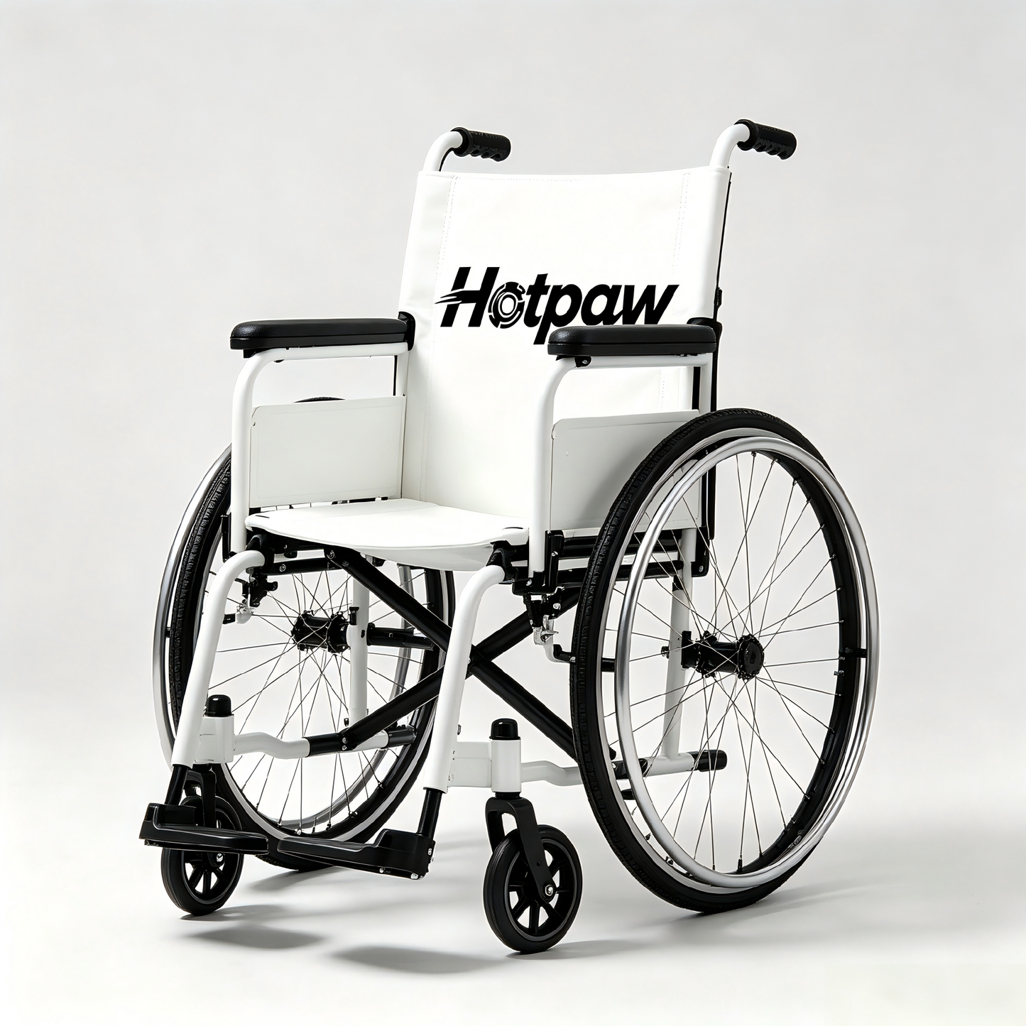 Hotpaw Lightweight Foldable Manual Wheelchair, Portable Transport Wheelchair with Large Rear Wheels for Seniors & Disabled Adults, Indoor Outdoor Travel Mobility Chair