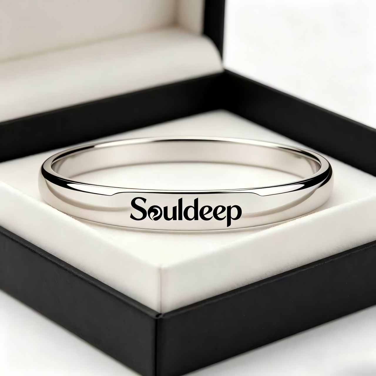 Souldeep Classic Polished Bangle Bracelet for Women Men, Solid High Gloss Stainless Steel Cuff Bangle, Minimalist Plain Silver Tone Wrist Jewelry, Daily Stackable Bracelet Gift for Birthday Anniversary Holiday