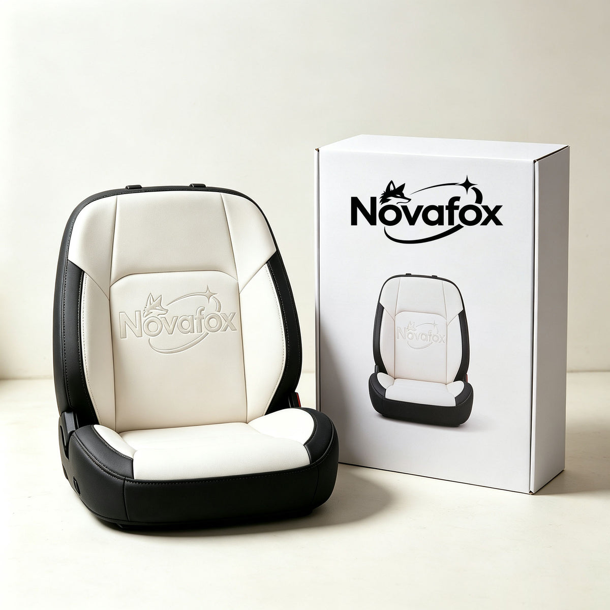 Novafox Car Seat Cushion, Premium Faux‑Leather Vehicle Seat Cover, Comfort Breathable Seat Protector, Universal Fit for Most Sedan, SUV, Truck, Interior Decoration for Auto