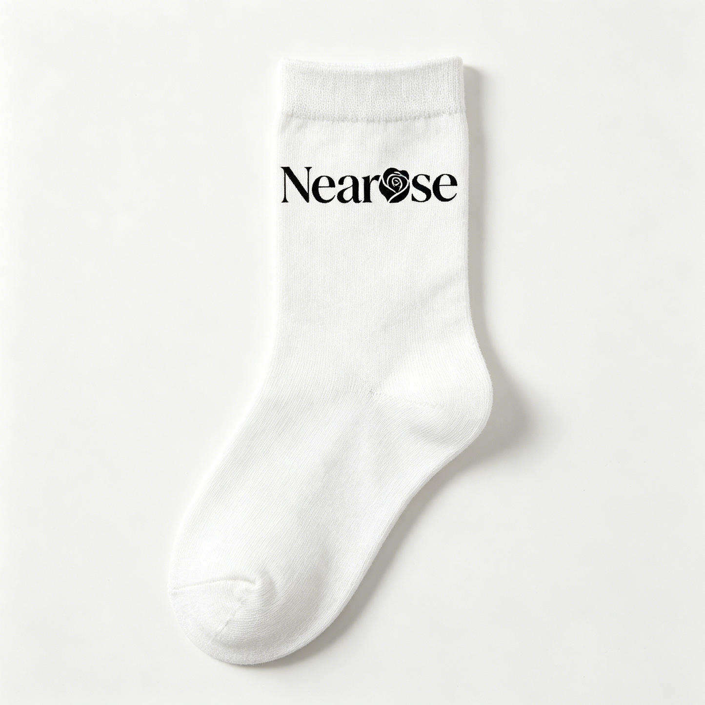 Nearose Minimalist White Crew Socks, Stretch Mid-Calf Cotton Socks for Women Streetwear Gym Daily Wear