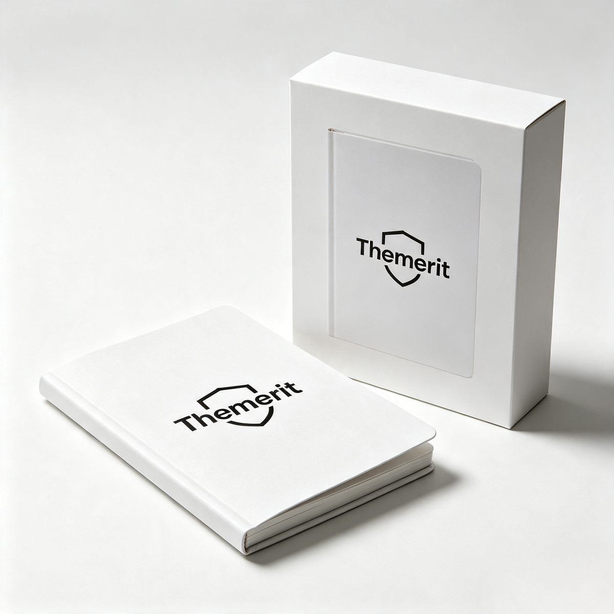 Themerit Hard Cover Lined Paper Notebook, Premium Thick No‑Bleed Writing Journal, Minimalist White Notebook