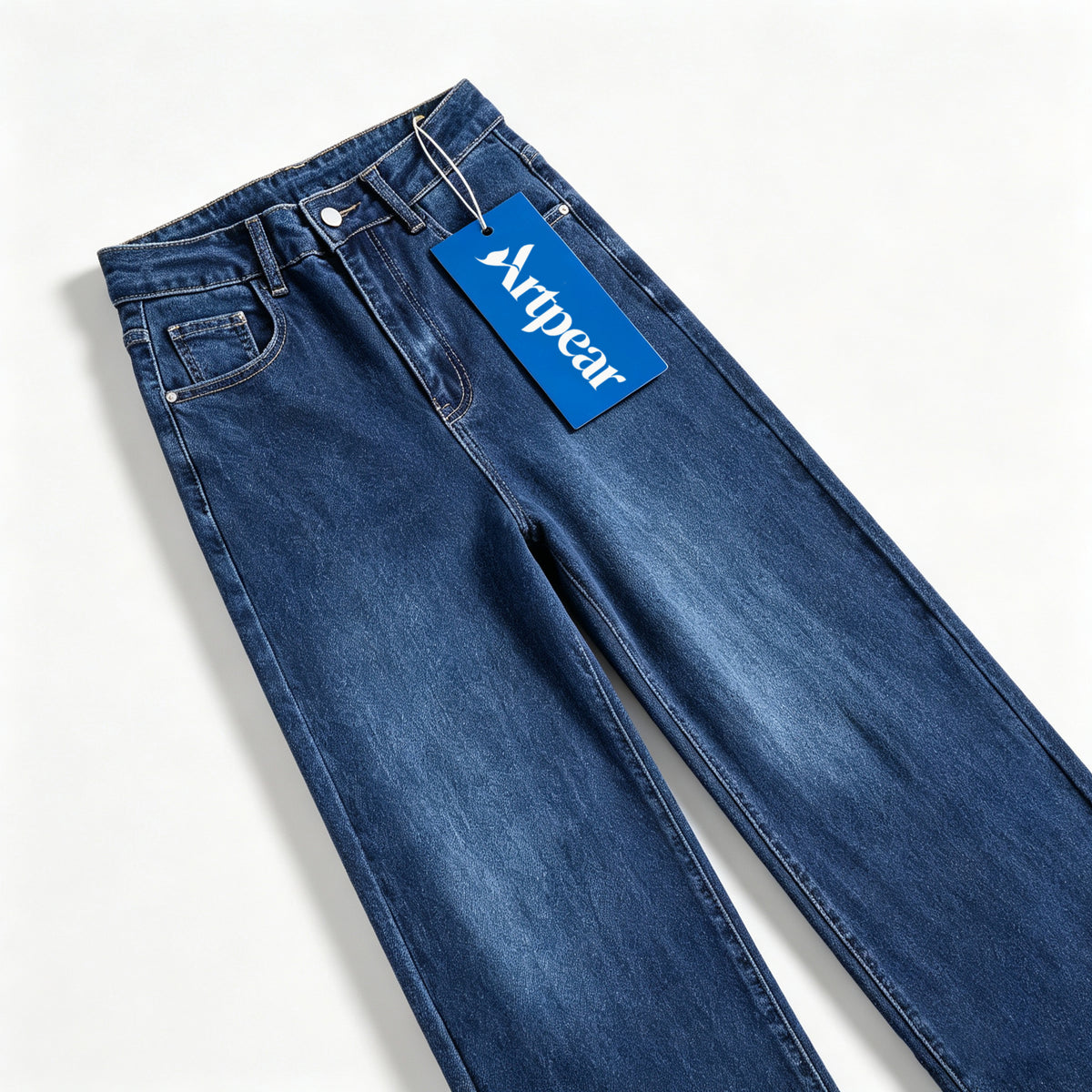 Artpear Women's High Waist Wide Leg Jeans, Classic Dark Blue Denim Pants, Casual Loose Straight Denim Trousers for Daily Work Dating