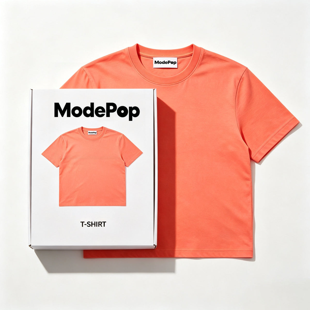 ModePop Crew Neck Short Sleeve T-Shirt, Soft Cotton Solid Color Cropped Tee, Unisex Casual Daily T-Shirt with Gift Box Packaging