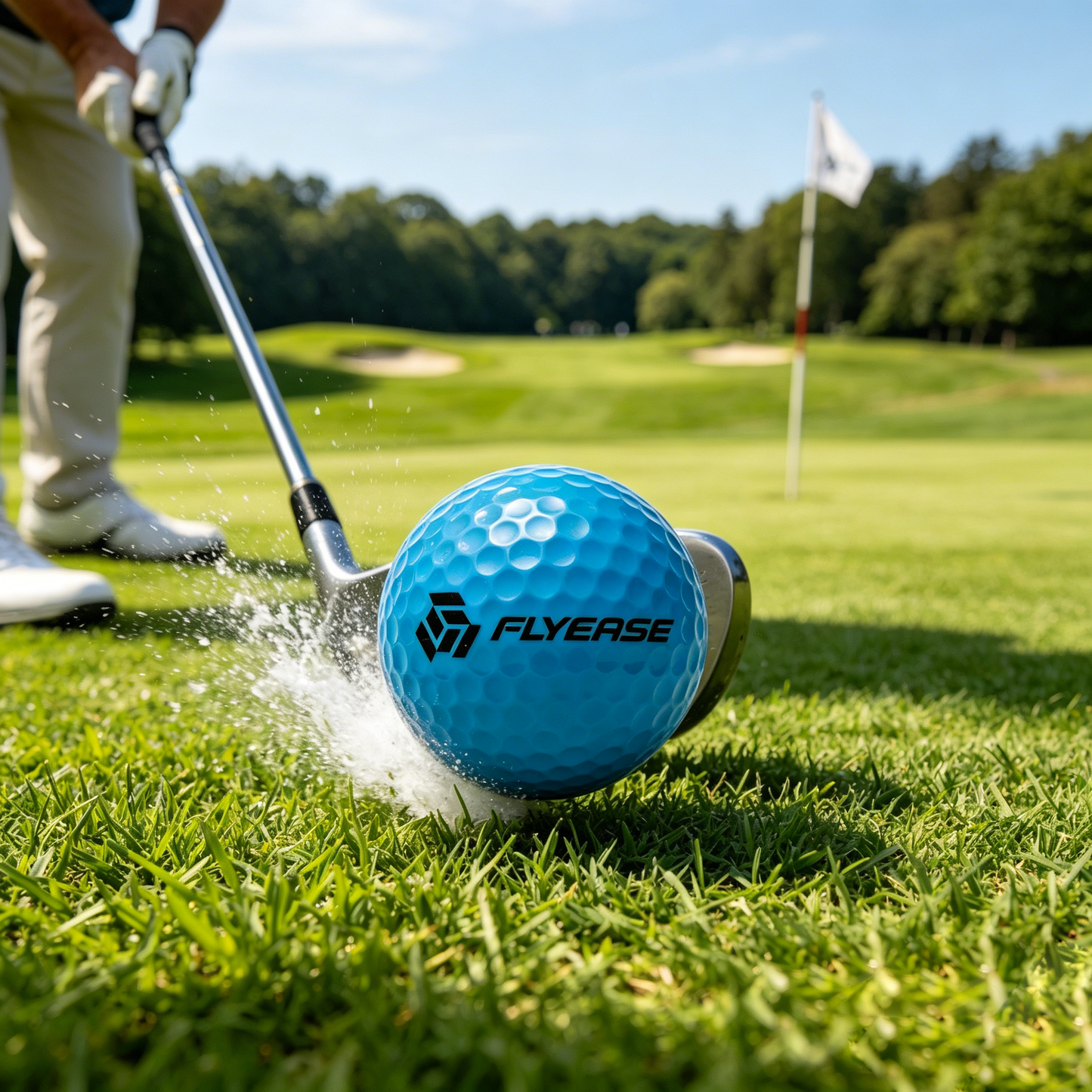 FLYEASE Golf Balls 12 Pack, High Performance Distance Balls, Low Spin, Soft Feel for Swing Control, Premium Matte Blue Golf Balls