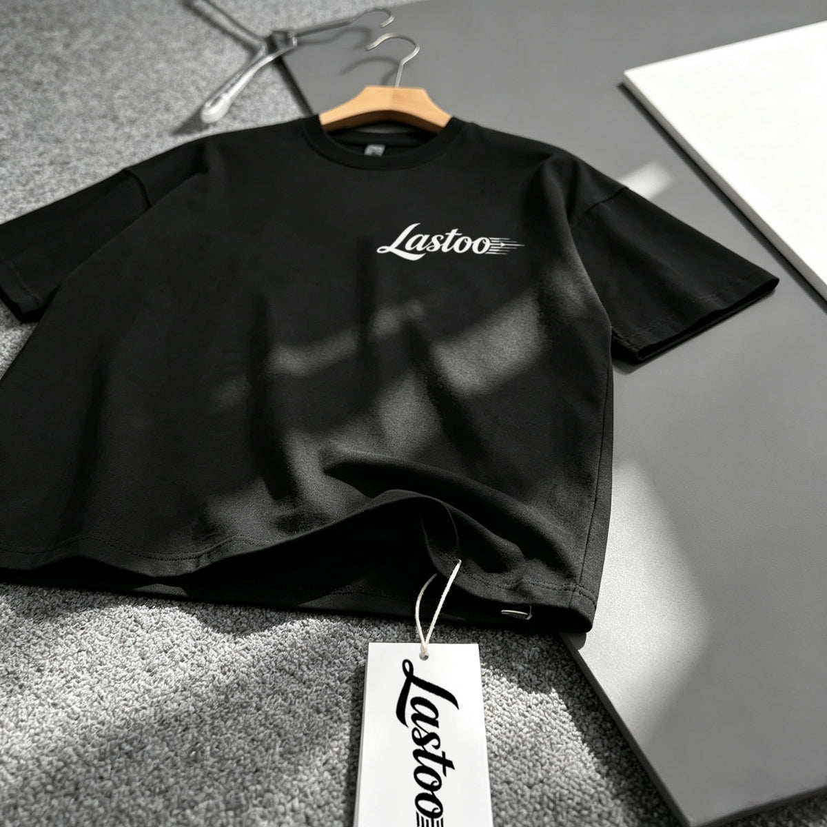 Lastoo Men's Classic Crew Neck Short‑Sleeve T‑Shirt, Casual Loose‑Fit Basic Tee Shirt, Soft Breathable Solid Black Summer Top for Daily Workout Outdoor