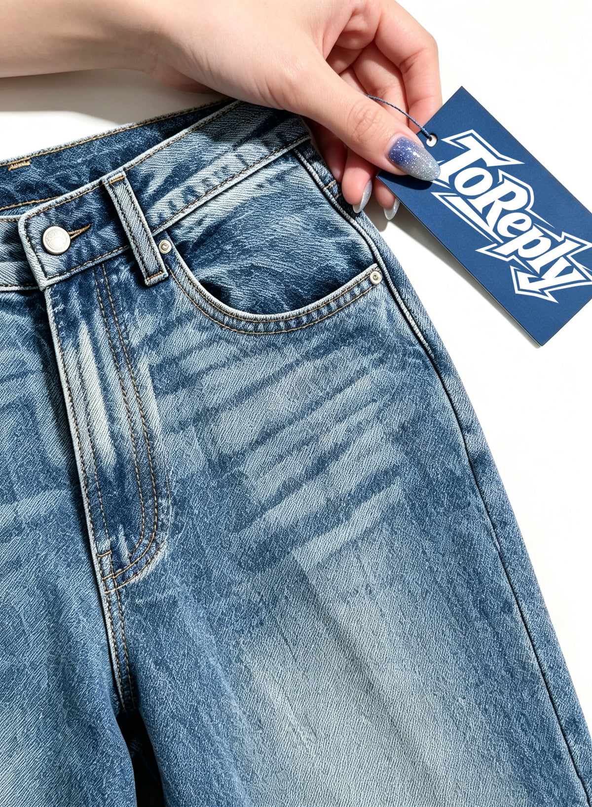 ToReply Vintage Washed Wide Leg Jeans, Unisex Mid-Rise Straight Denim Pants, Retro Loose Fit Denim Trousers