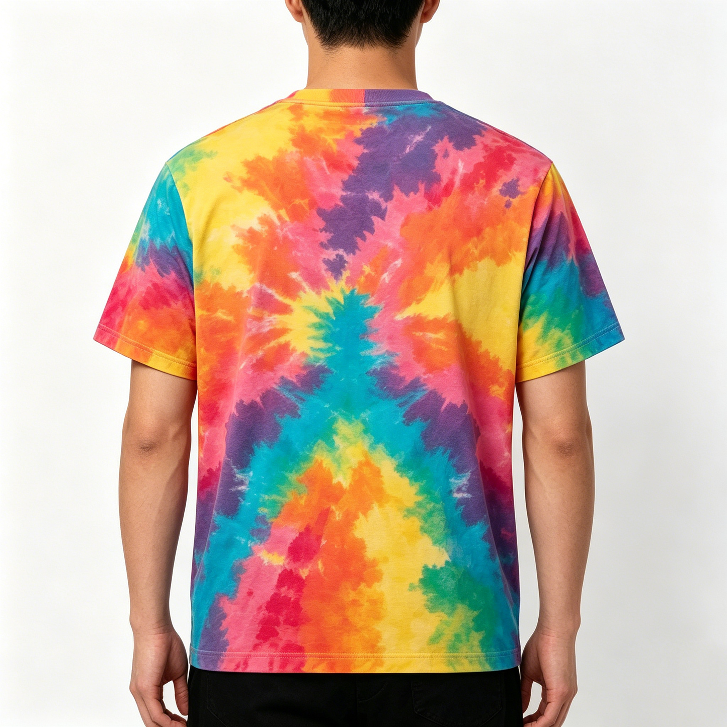 Sandiy Tie-Dye Short Sleeve T-Shirt, Casual Crew Neck Graphic Tee, Soft Cotton Summer Top, Multicolor