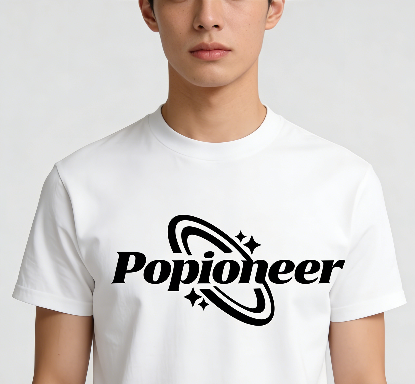【Popioneer Saturn Logo Print T-Shirt】—— Minimalist Streetwear for Everyday Style