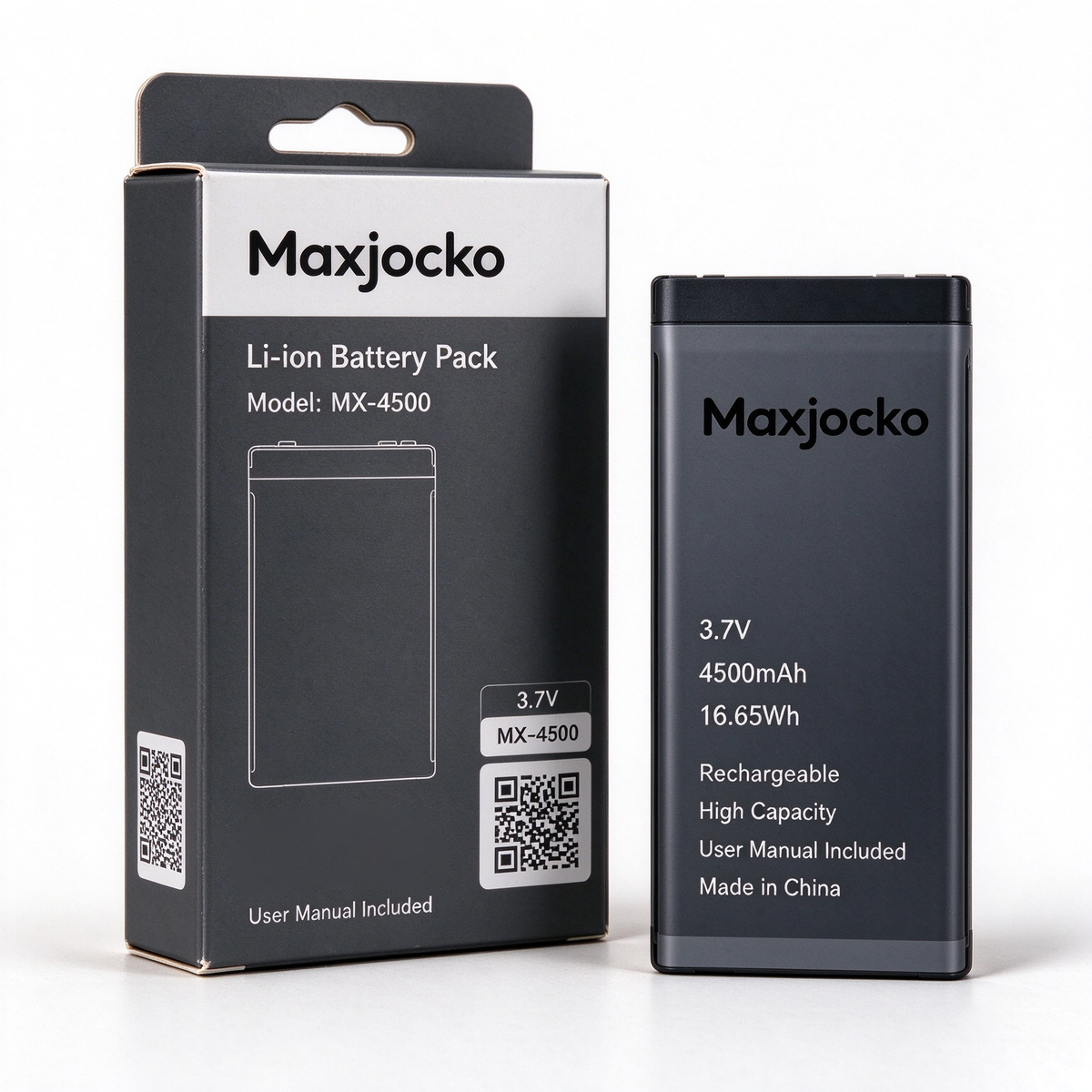 Maxjocko Rechargeable Lithium-Ion Battery Pack MX-4500, 3.7V 4500mAh High Capacity Replacement Li-ion Battery for Compatible Electronic Devices