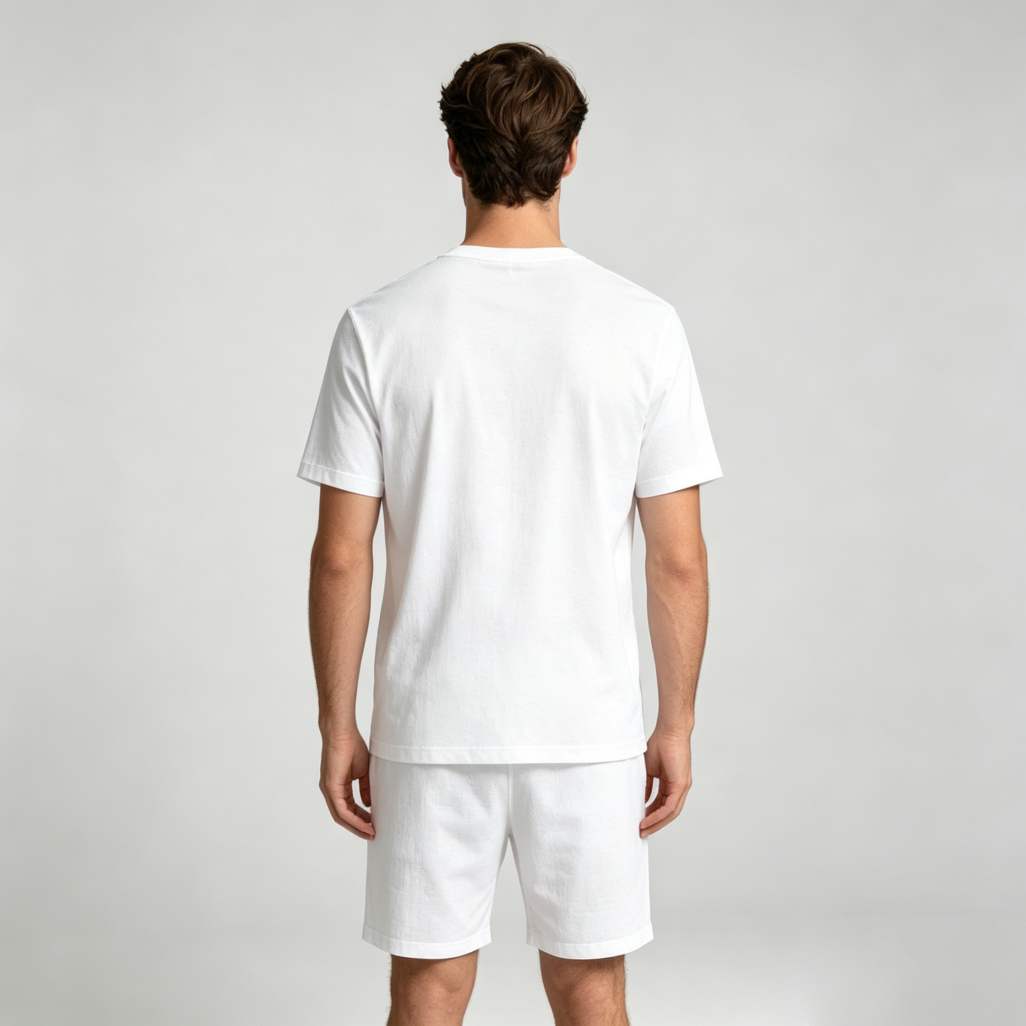 Okrest Men's Cotton Short Sleeve Pajama Set, Crew Neck T-Shirt & Elastic Waist Shorts, Breathable Summer Loungewear Sleepwear