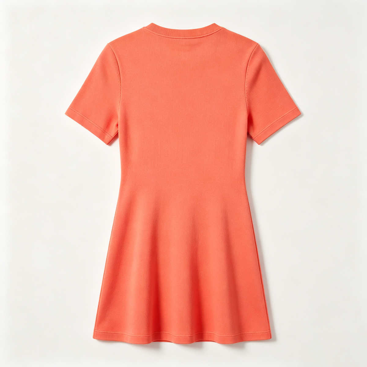 Parkgirl Women's Short Sleeve Crew Neck Mini Dress, Solid Orange Slim Fit A-Line Flare Dress, Soft Stretchy Knit Summer Dress for Daily Dating Vacation