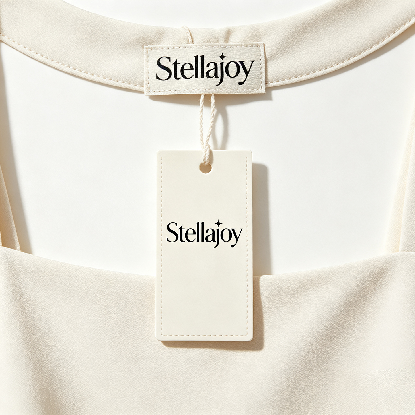 Stellajoy Cream Square Neck Sleeveless A-Line Midi Dress for Women, Elegant Wide Strap Flared Swing Casual Party Dress