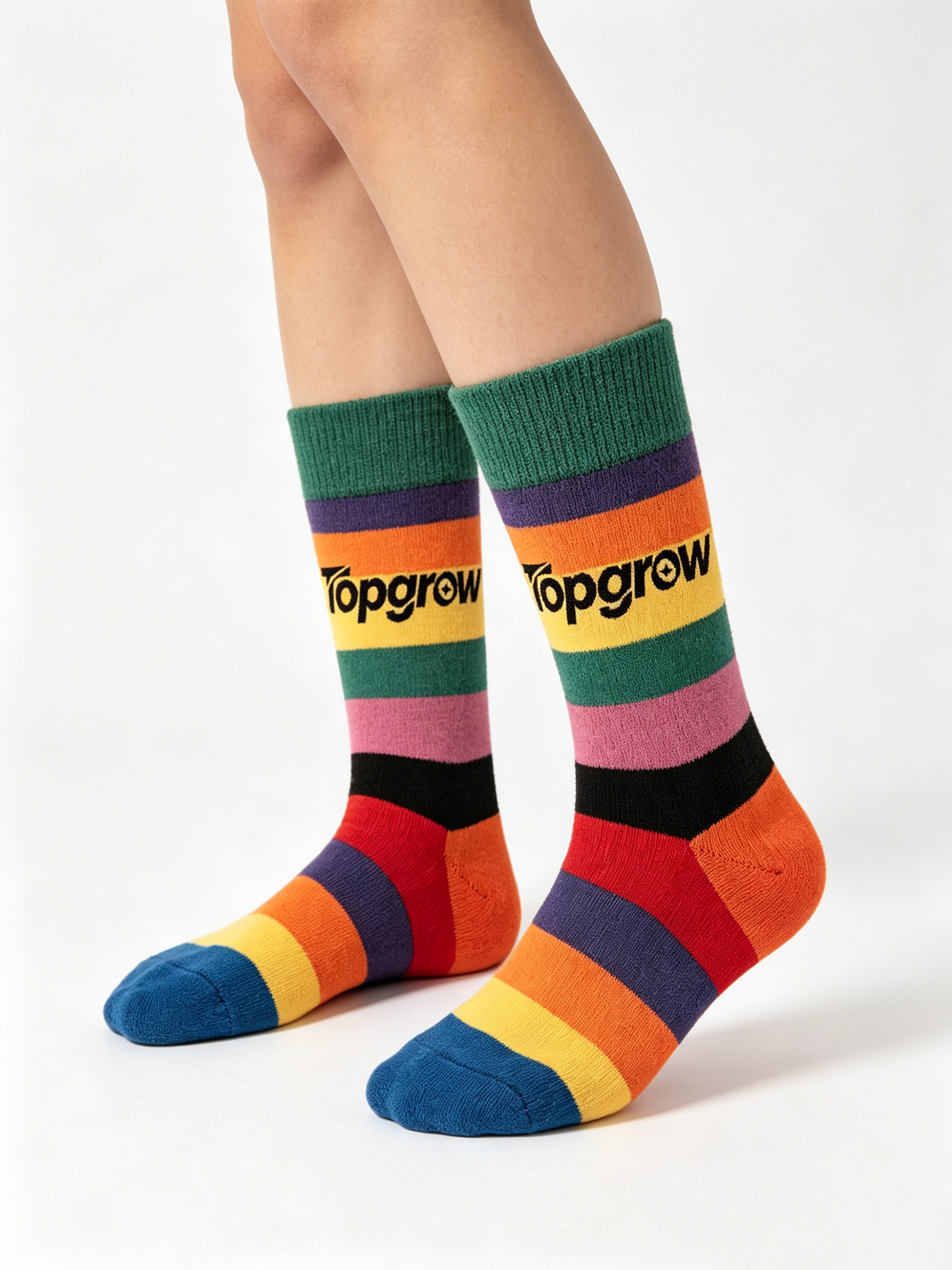 【Topgrow Rainbow Stripe Crew Socks】—— Stylish Choice for Comfort & Fashion