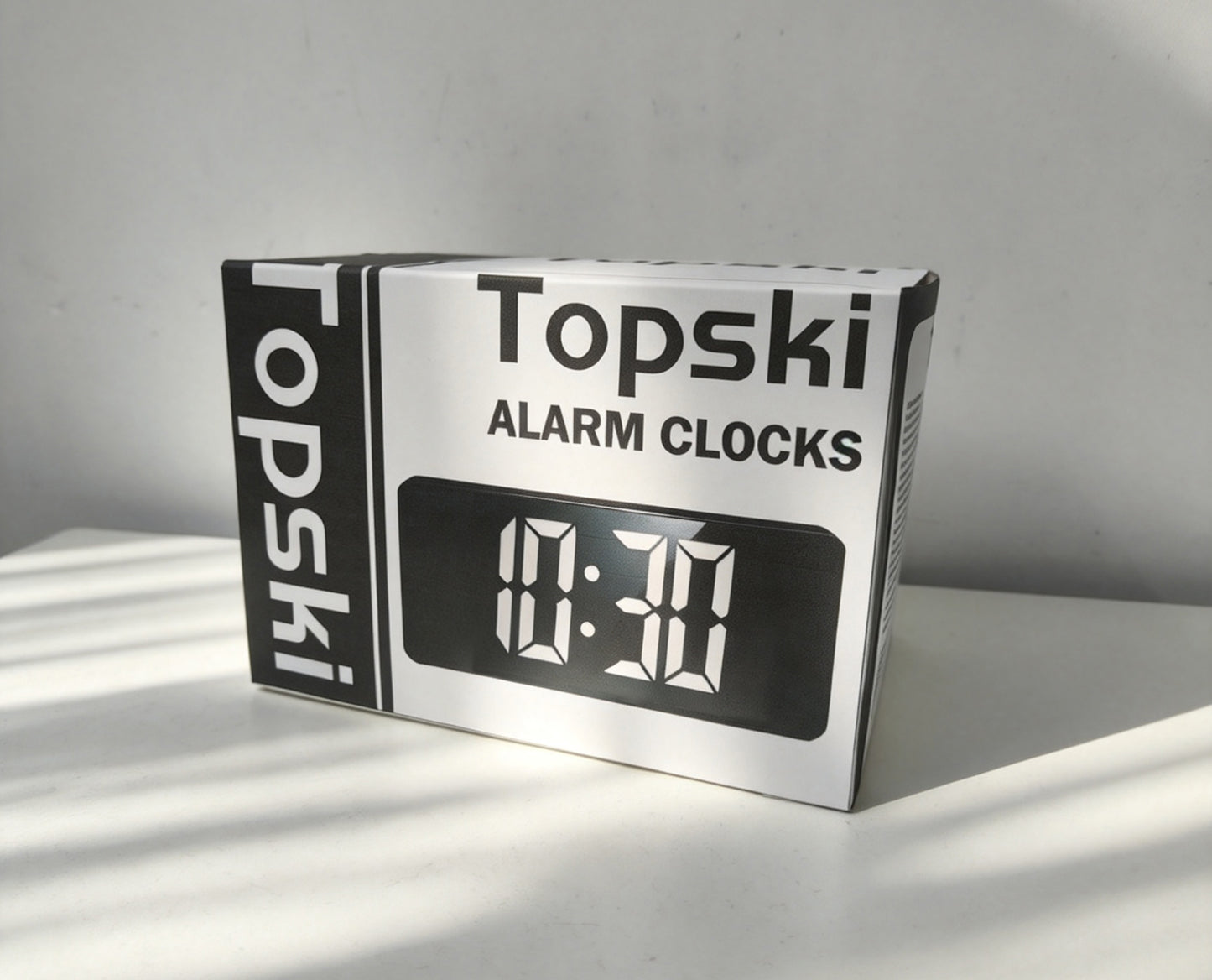 Topski Digital Alarm Clock, Large LED Mirror Display Bedside Clock with Adjustable Brightness, Snooze Function, Dual Power Supply Electronic Clock for Bedroom, Desk, Office, Kids Adults