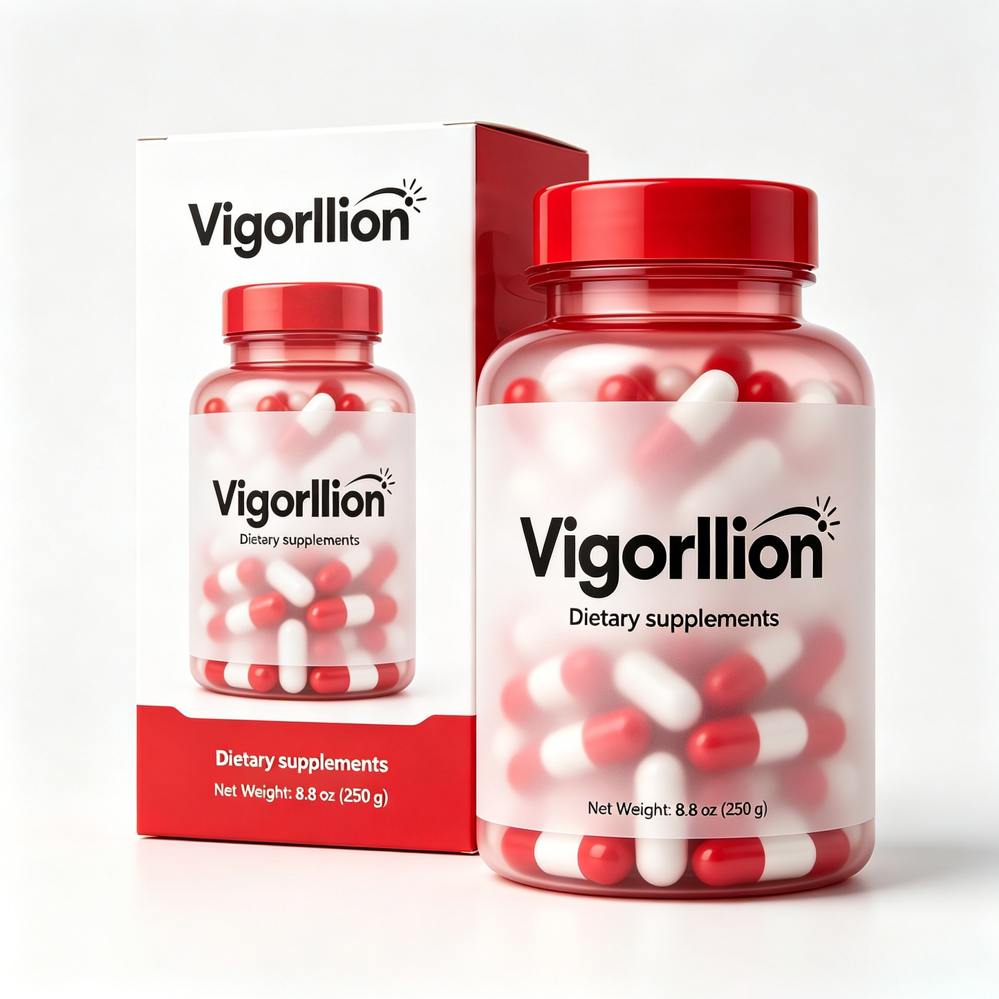 Vigorllion Daily Vitality Dietary Supplement Capsules, All-Natural Energy Support Wellness Pills, Easy Swallow Red White Capsules for Overall Body Health