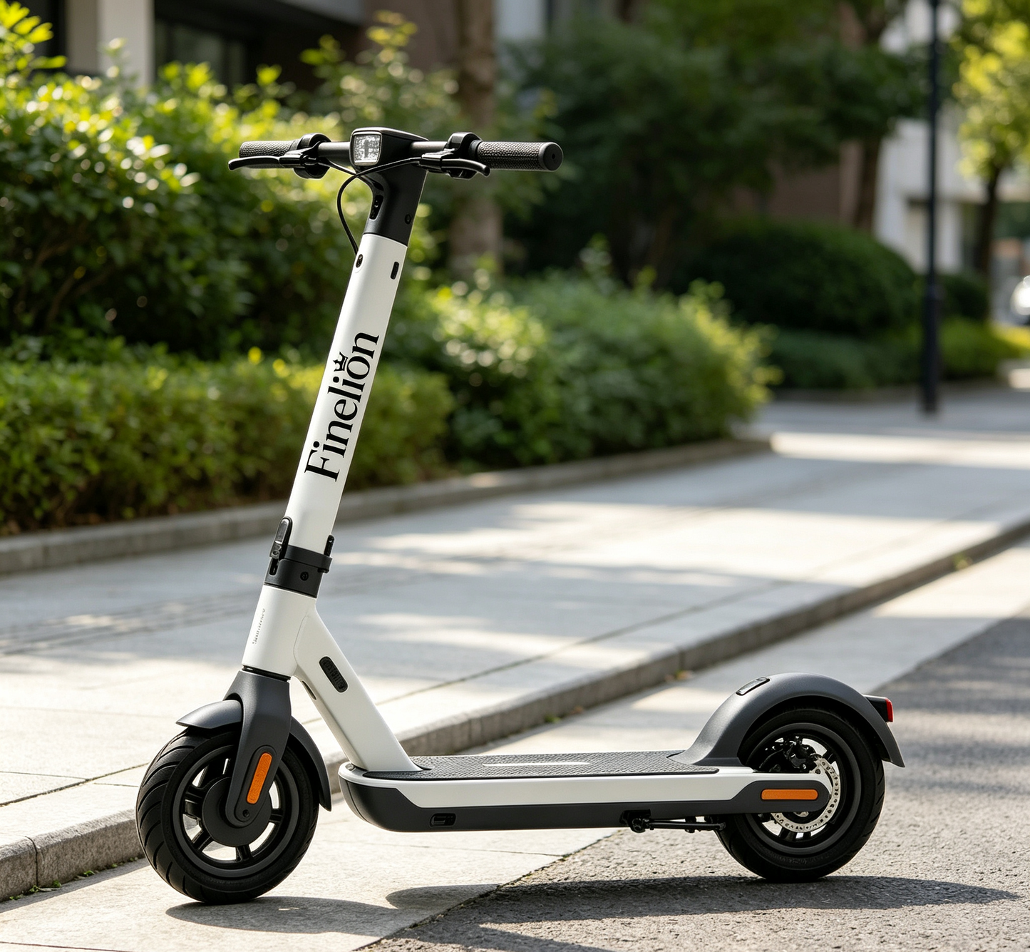 Finelion Foldable Electric Scooter for Adults, Long Range Commuter E-Scooter with LED Headlight & Rear Brake Light, Anti-Slip Deck Shock Absorbing Electric Kick Scooter for Urban Daily Travel