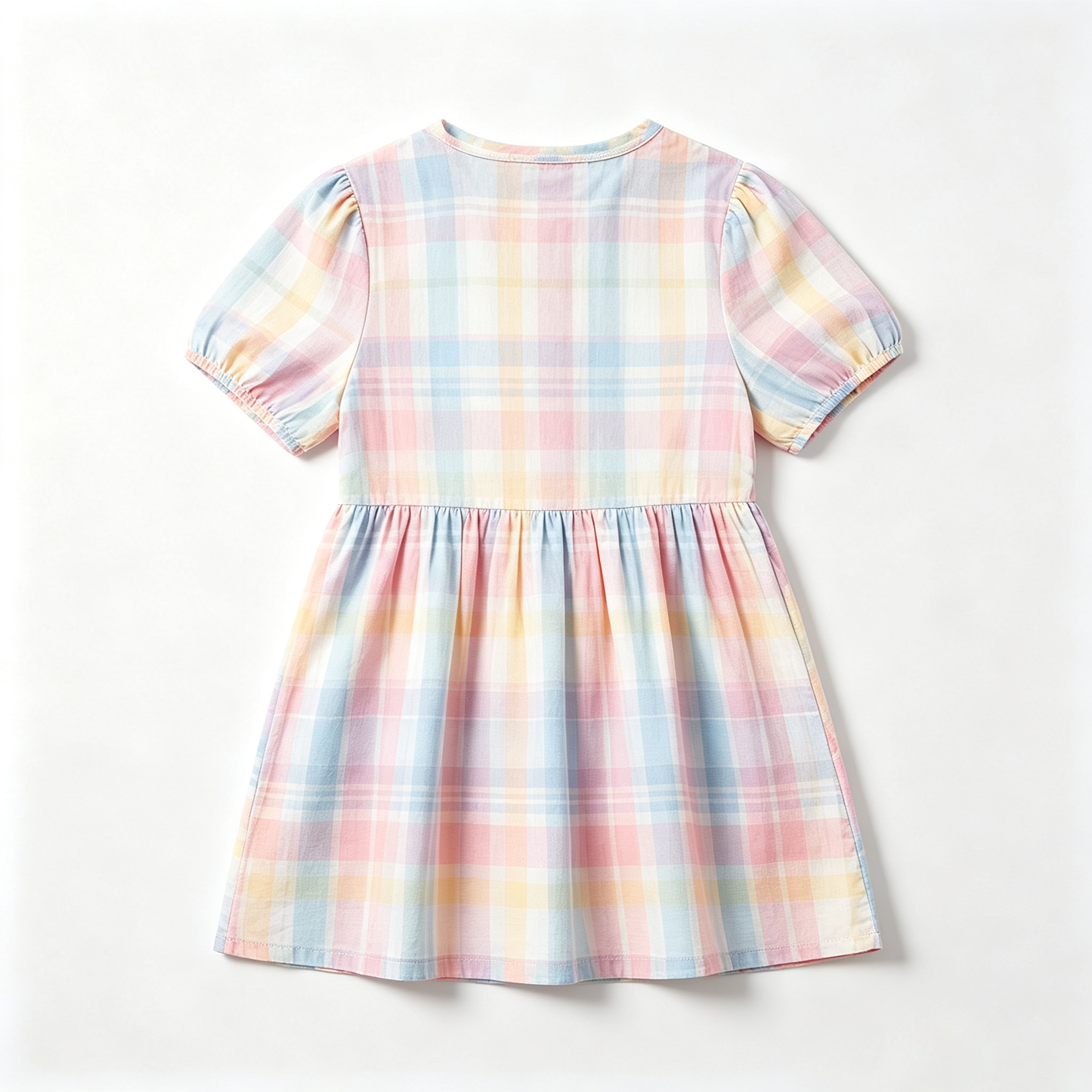 Grabobo Girls Short‑Sleeve Plaid Dress Casual Round Neck A‑Line Summer Princess Sundress