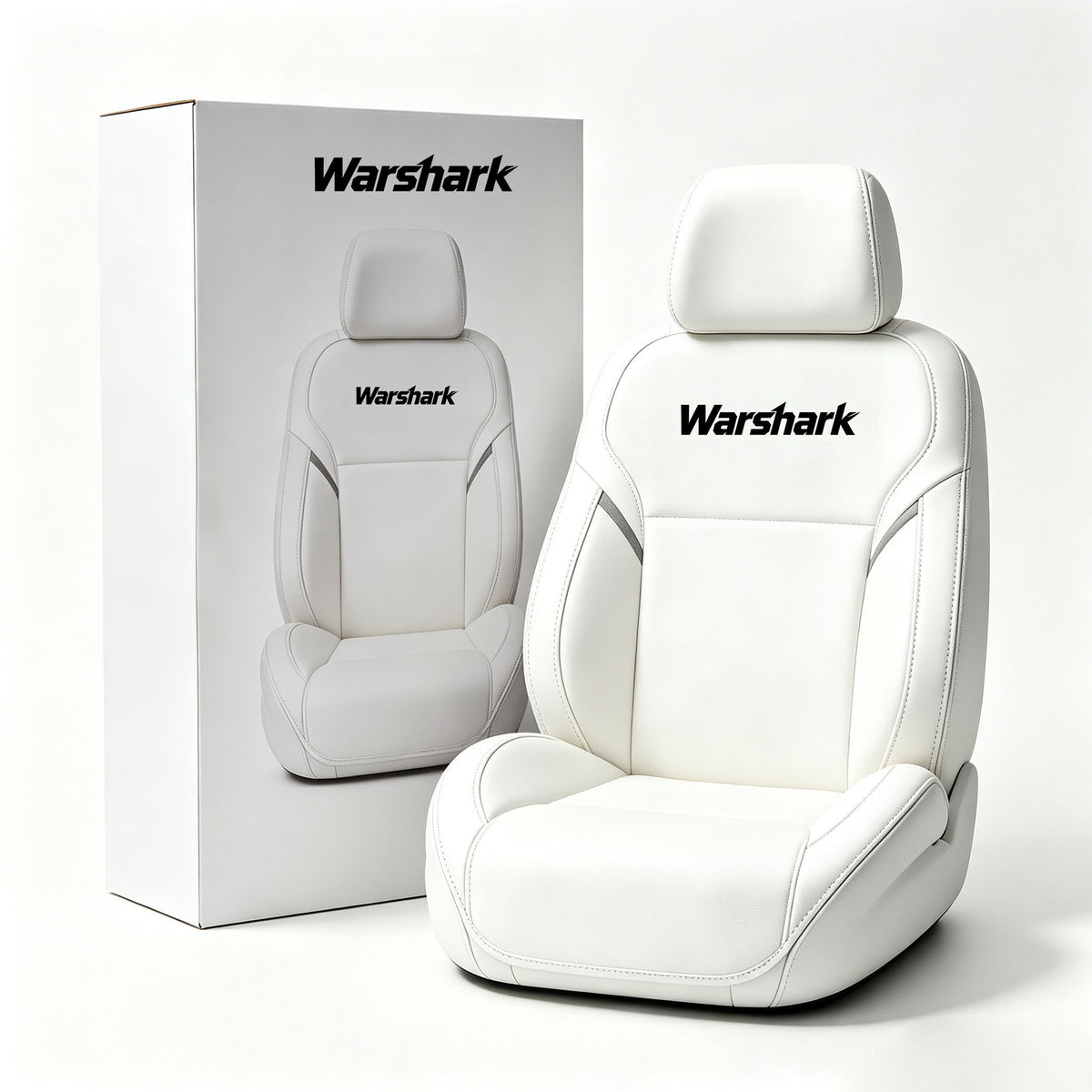 Warshark Car Seat Cover, Premium Faux Leather Vehicle Seat Cushion, Fold‑Compressed Packaged Full Wrap Protector for Car Front Seats, Comfortable & Waterproof Auto Seat Protector