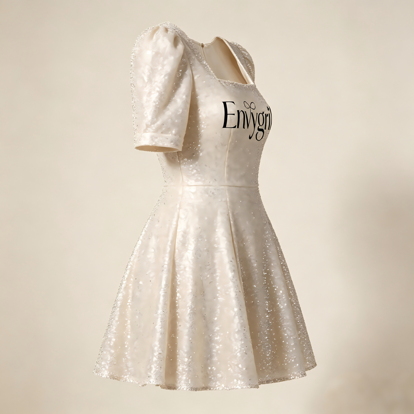 【Envygrill Sequin Puff-Sleeve Mini Dress】—— Sparkling Elegance for Special Occasions