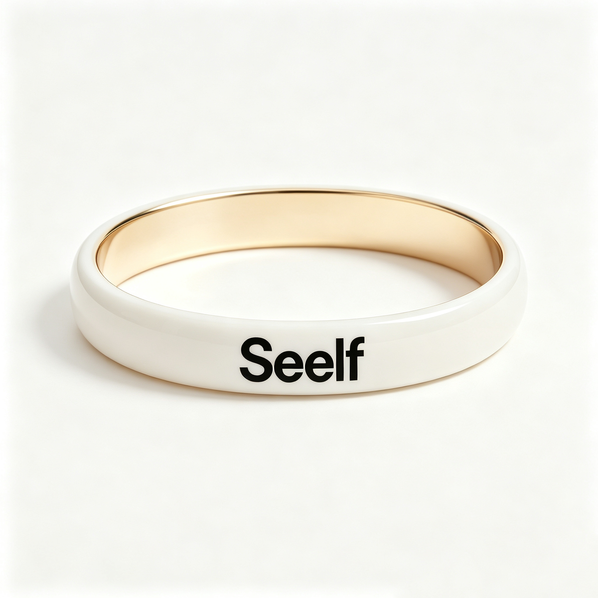 Seelf Bangle Bracelet for Women, Classic White Glossy Wrist Bangle, Minimalist Wide Cuff Bracelet, Fashion Jewelry for Daily Wear, Party & Gift