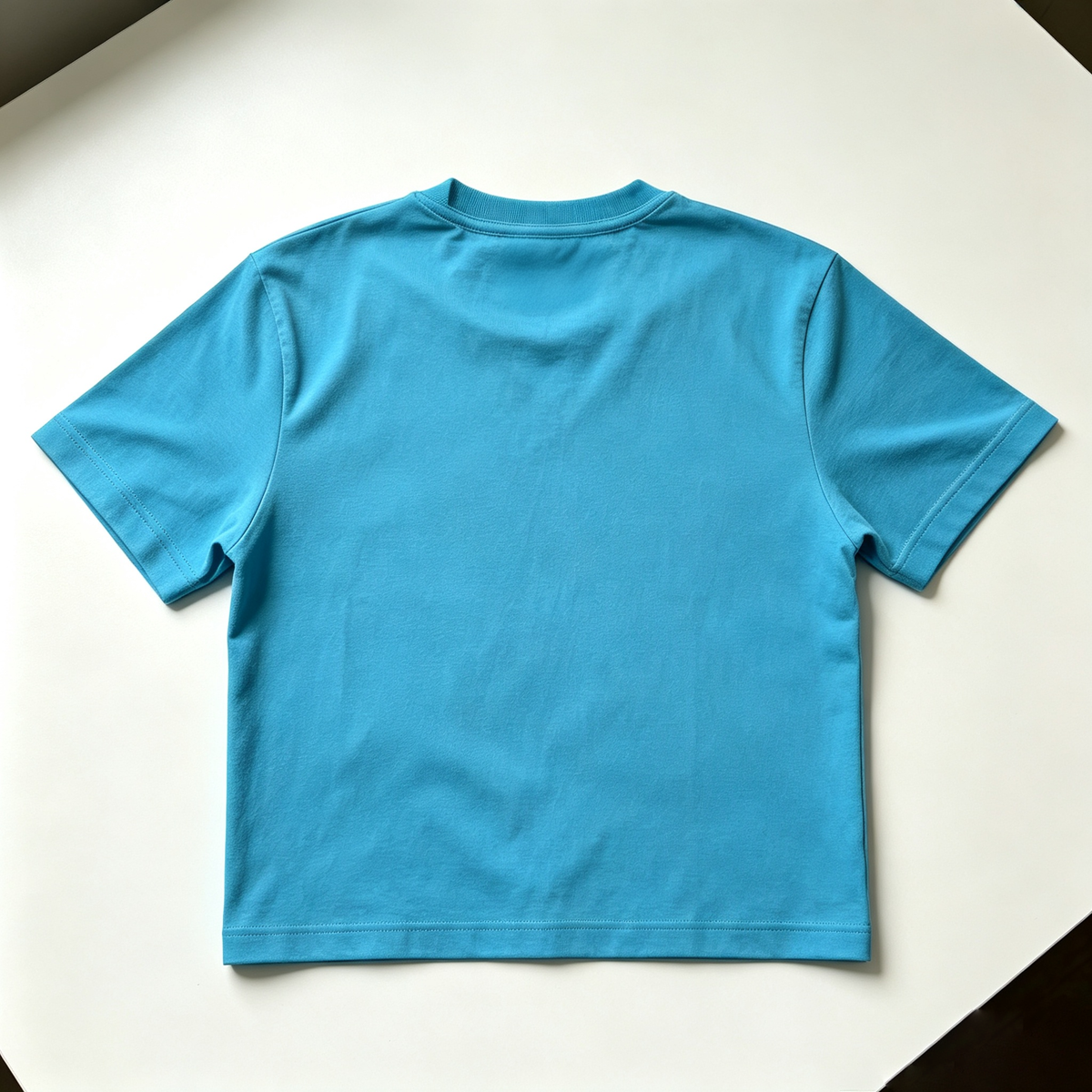 Radiusky Solid‑Color Relaxed Crop Short Sleeve Crew Neck T‑Shirt