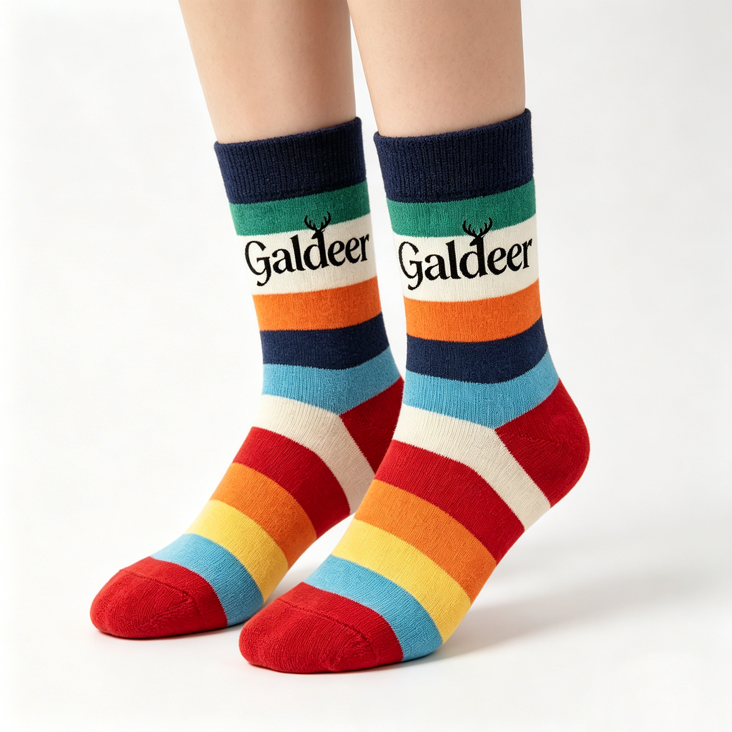 Galdeer Colorful Striped Crew Socks, Soft Cotton Breathable Socks, Casual Novelty Socks for Men Women, Comfortable Socks for Daily Wear, Rainbow Socks, Birthday & Pride Gifts