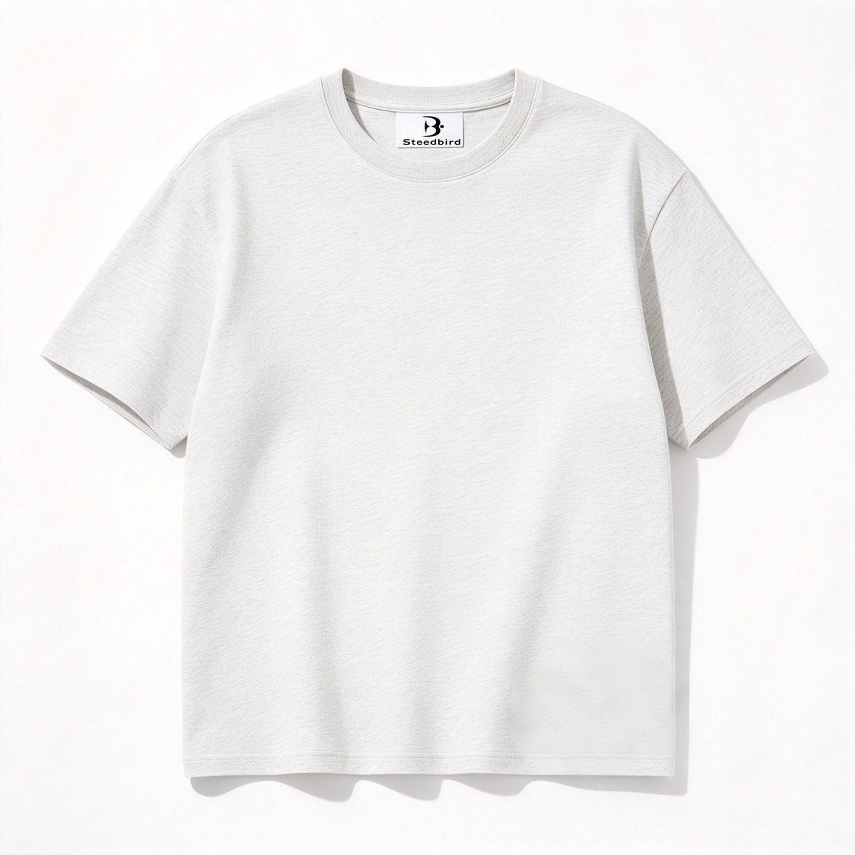 Steedbird Classic Crew Neck Cotton t-shirt, Soft Heather Gray Short Sleeve Tee, Versatile Solid Casual Unisex Tops for Daily Wear