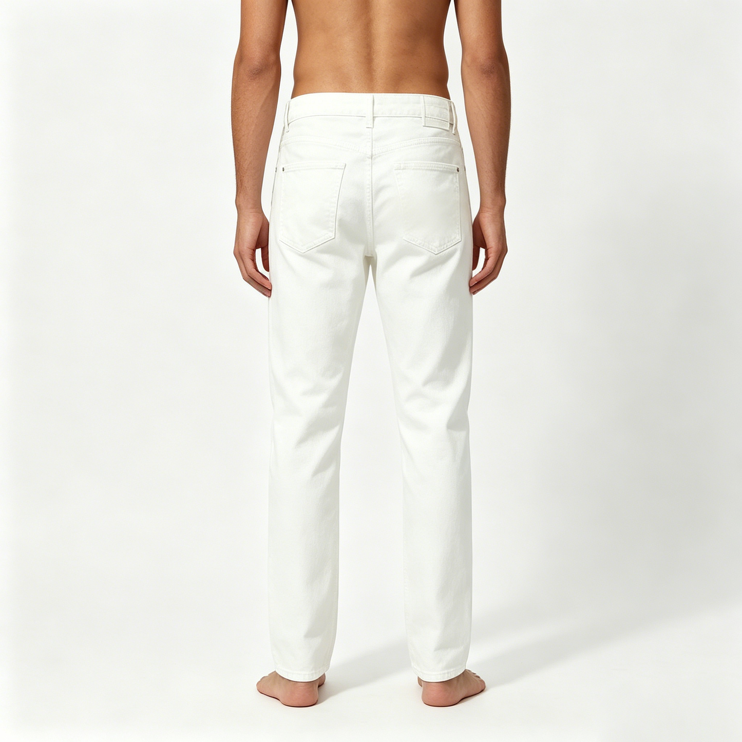 Artpear Men's White Straight-Leg Jeans, Classic Fit Casual Denim Pants, High Waist Comfort Stretch Trousers with Pockets, All-Season Streetwear