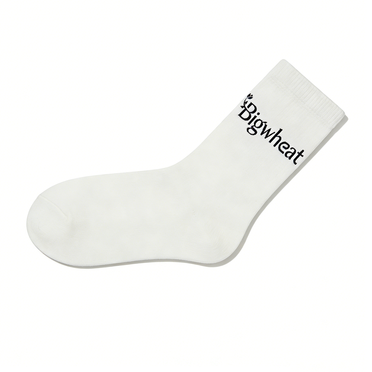 Bigwheat Embroidered Crew Socks, Breathable Cotton Casual Socks, Trendy Everyday Athletic Socks