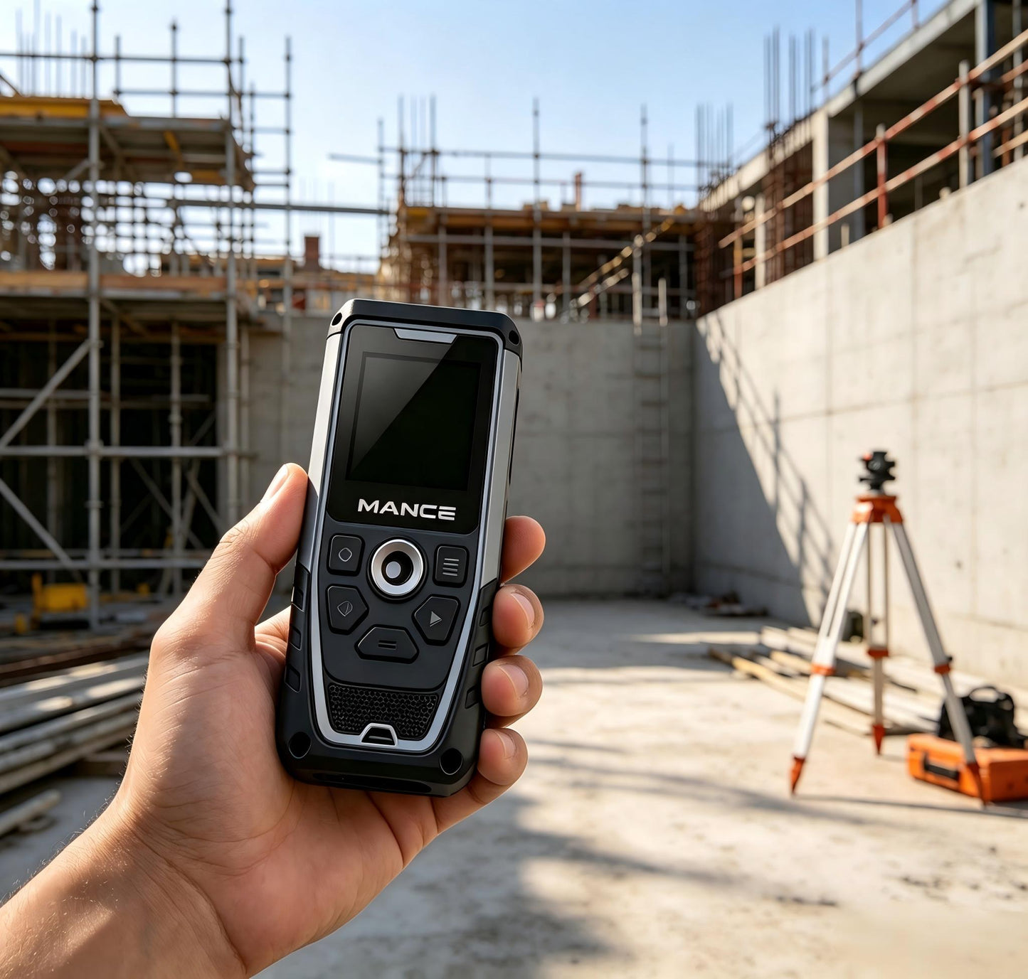 MANCE Laser Distance Measurer, Digital Laser Tape Measure with Bluetooth, Backlit LCD Display, Handheld Distance Meter for Construction, Home Renovation, Interior Decoration