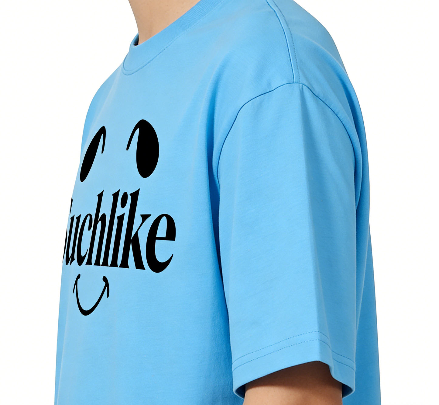Suchlike Smiley Face Graphic T-Shirt, 90% Cotton Crew Neck Oversized Short Sleeve Tee, Casual Streetwear for Everyday Wear