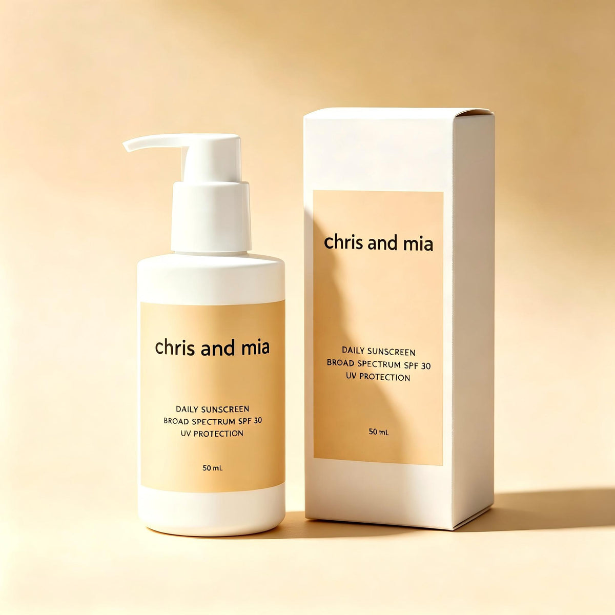 chris and mia Daily Sunscreen, Broad Spectrum SPF 30 UV Protection, Lightweight Non Greasy Sun Cream for Face, Hydrating Daily Sun Lotion, 50 mL
