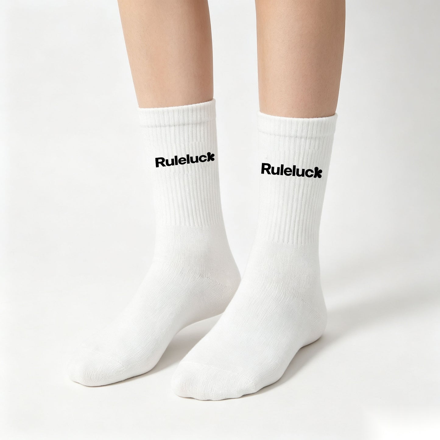 Ruleluck Crew Socks 4 Pairs, Classic Ribbed Mid Calf Casual Socks, Soft Breathable Daily Fashion Crew Socks, Versatile Athletic Street Style Mid Socks for Women & Men