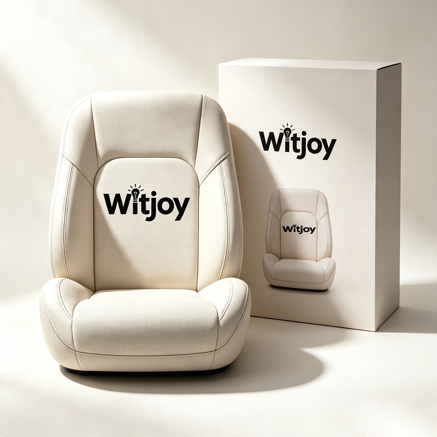 Witjoy Premium Beige Faux Leather Vehicle Seat Cushion, Ergonomic Support Car Seat Pad for SUV Truck Sedan, Comfort Back & Hip Pressure Relief Seat Cover