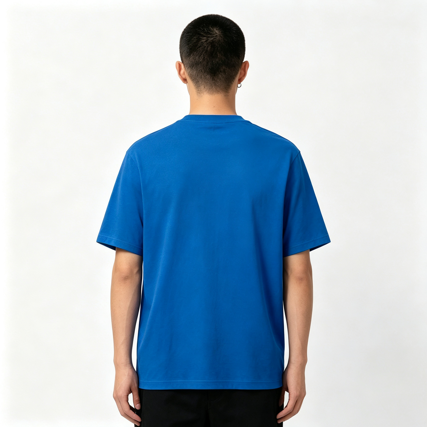 Canlike Bright Blue Oversized Cotton Graphic T Shirt for Men, Comfort Crew Neck Short Sleeve Casual Streetwear Tee for Summer