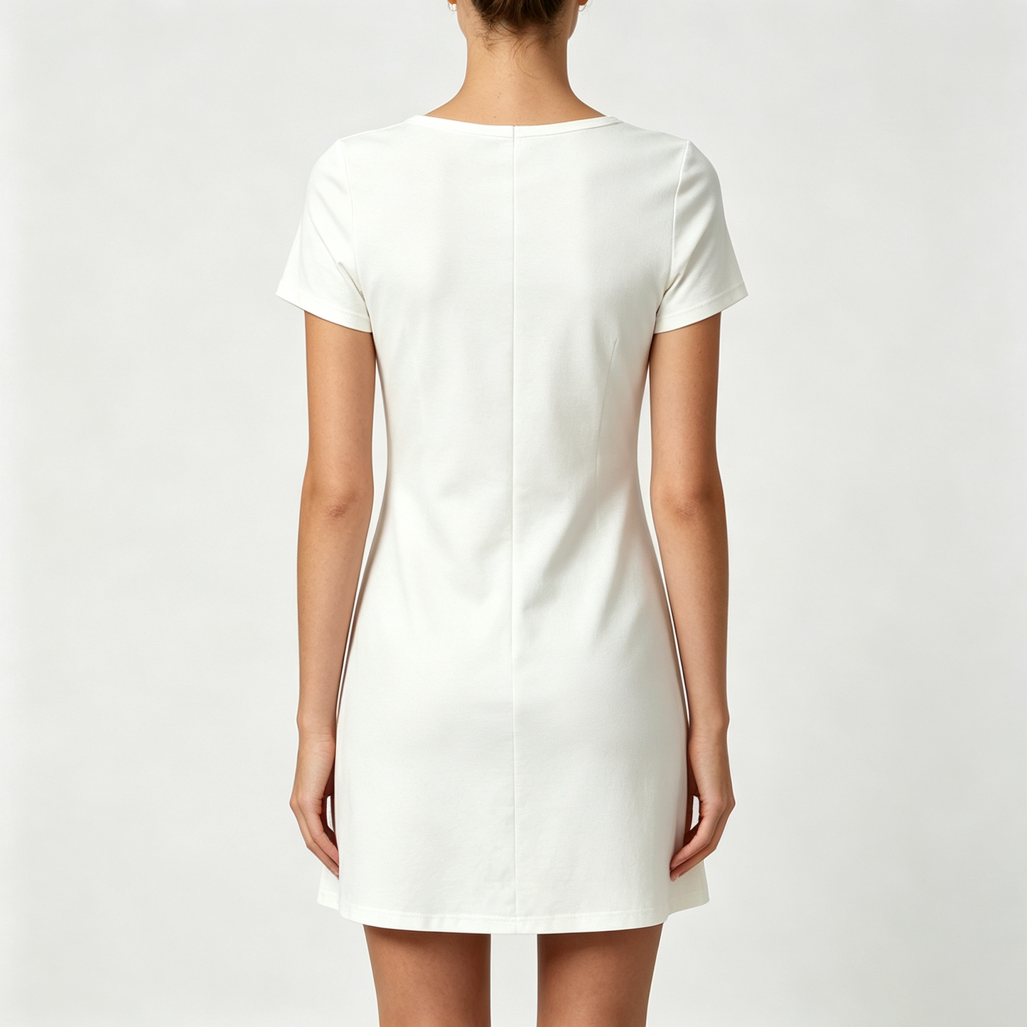 Restmiss Women’s Short Sleeve Scoop Neck Mini T-Shirt Dress, Elegant Script Graphic Slim Fit Casual Bodycon Mini Dress for Summer Daily Street Outings