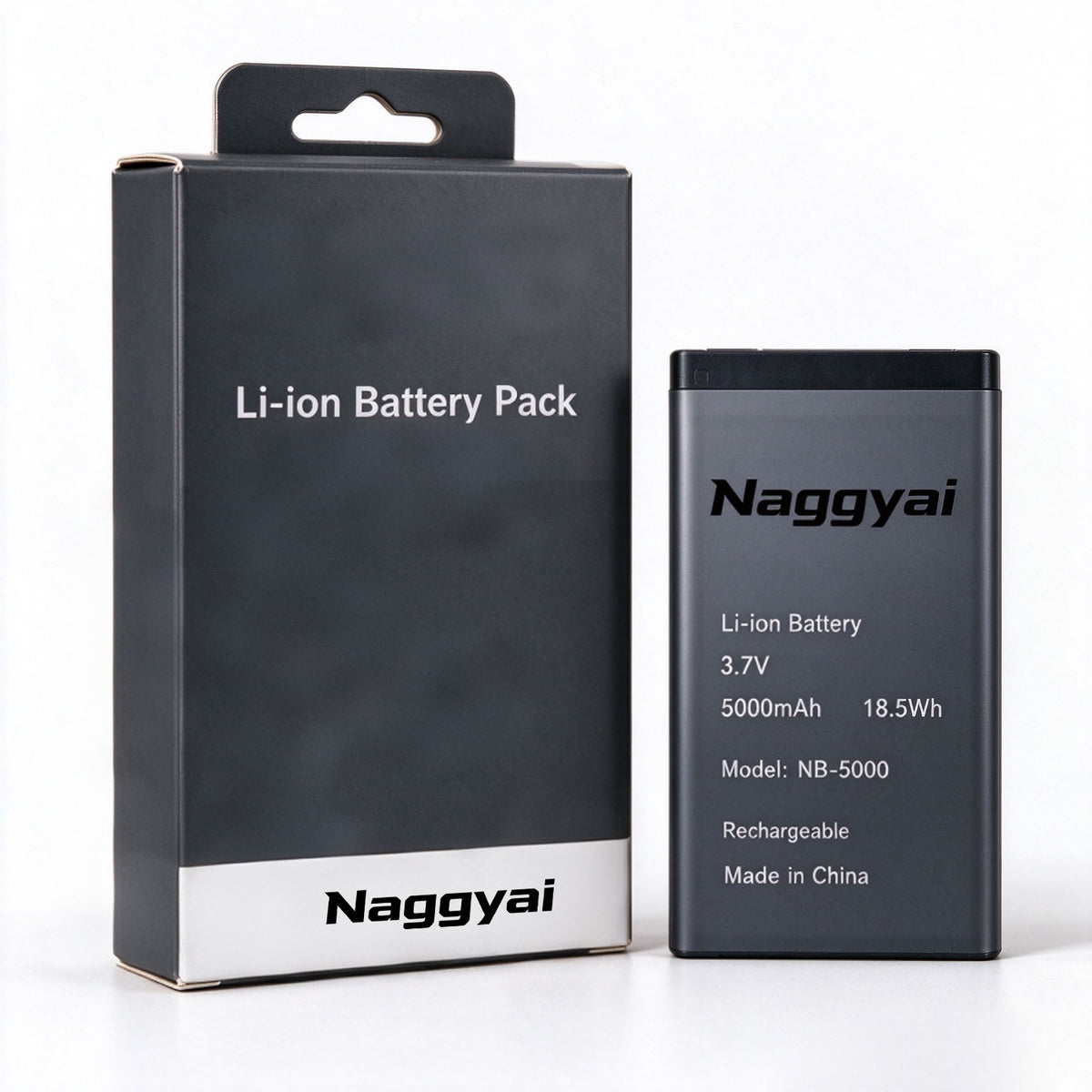 Naggyai Rechargeable Lithium Ion Battery, 5000mAh Large Capacity 3.7V Long Lasting Replacement Backup Battery for Small Electronic Devices