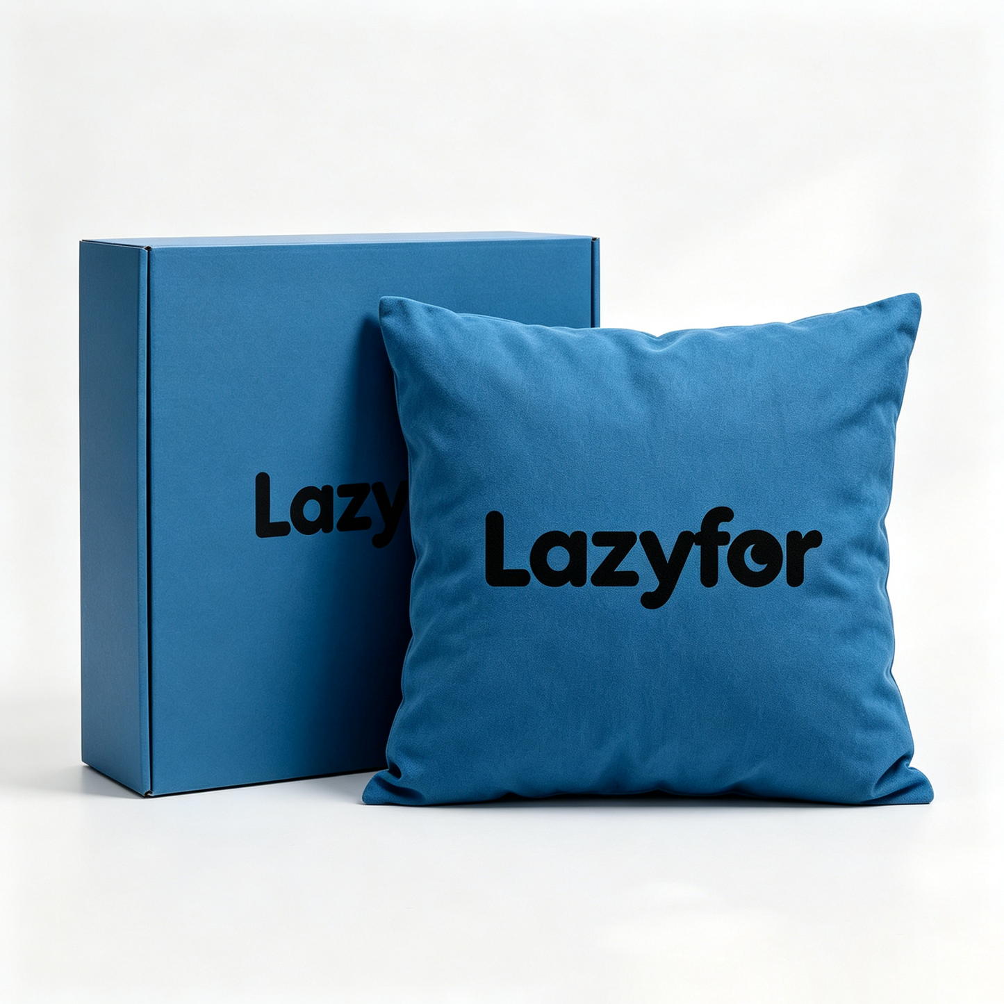 Lazyfor Soft Square Decorative Throw Pillow, Cozy Solid Blue Accent Pillow Insert Included, Comfort Plush Couch Cushion for Sofa Bed Car Office Home Decor, Premium Gift Box Packaged Decor Pillow