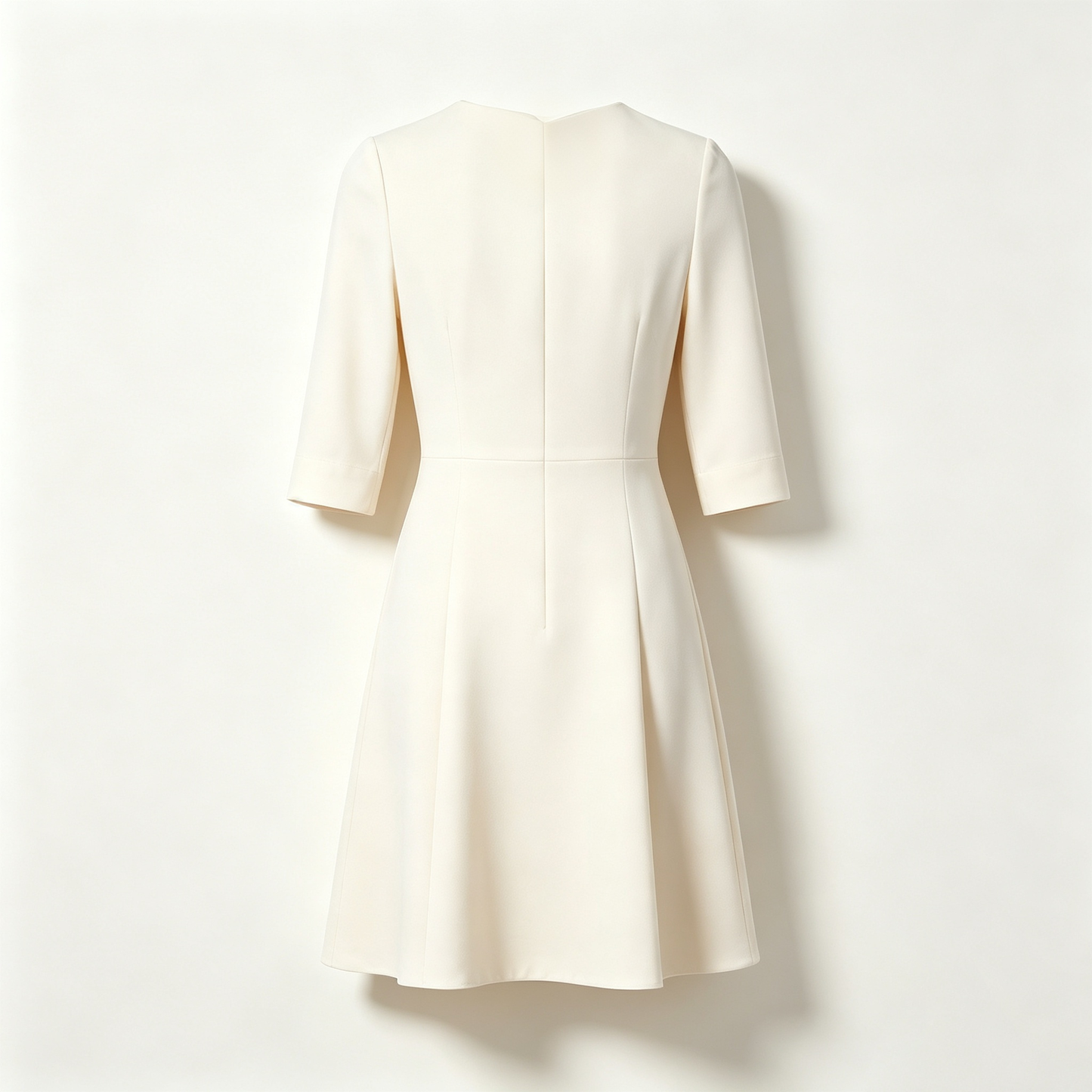 Toofond Women Round Neck 3/4 Sleeve Fit‑and‑Flare Midi Dress Casual Elegant A‑Line Flared Short Dress