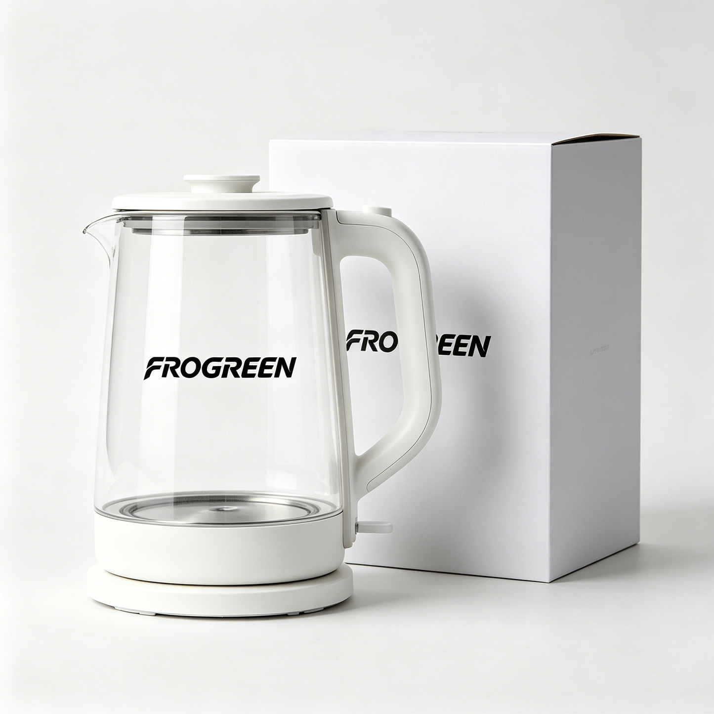 FROGREEN Glass Electric Tea Kettle, BPA Free Borosilicate Hot Water Boiler, Auto Shut Off & Boil Dry Protection Clear Electric Water Kettle for Home Office Dorm