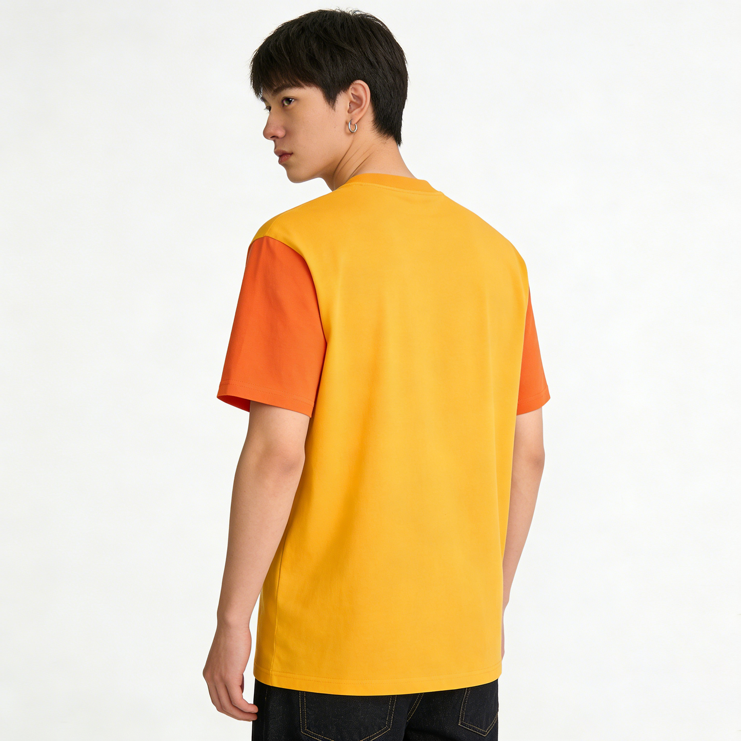 【Qualityhom Two-Tone Color-Block Logo T-Shirt】—— Bold & Casual Streetwear Staple
