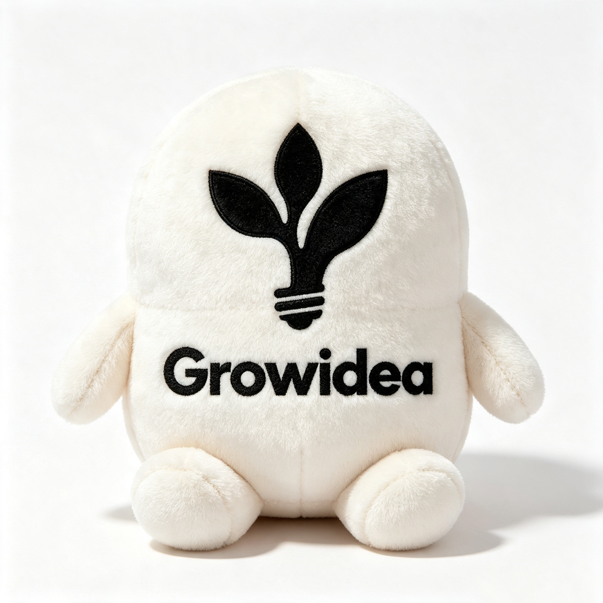 Growidea Round‑Shaped White Plush Stuffed Toy, Cute Squishy Sitting Character Plush Doll For Home Decor & Gift‑Giving